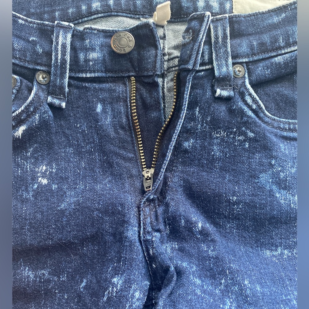 Rag & Bone Acid Wash Denim Skinny Jeans Size 25 Dark Blue White Womens Ankle - Picture 9 of 12